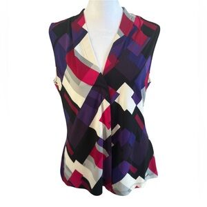 Calvin Klein Geometric Print Sleeveless Blouse
